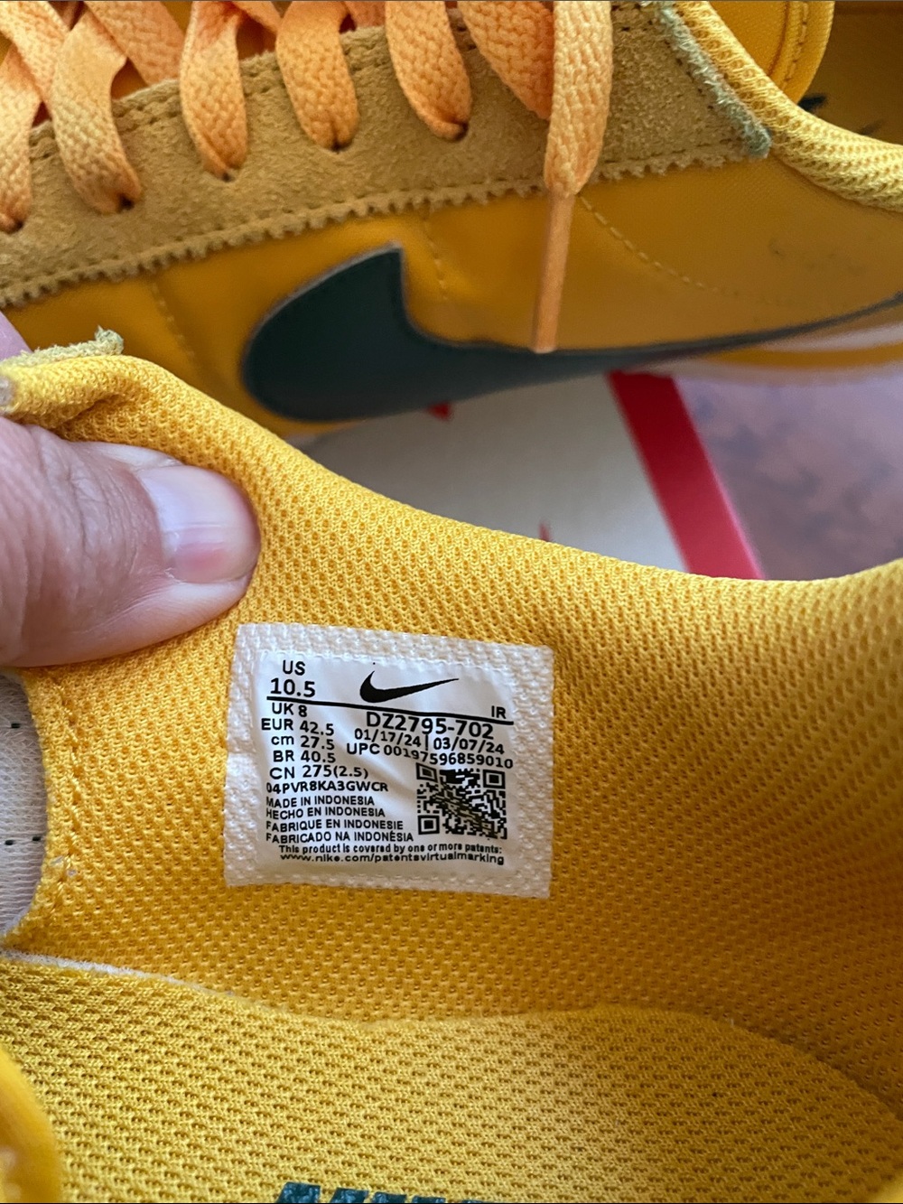 Nike Yellow and Green Cortez Sneakers - Picture 7 of 8